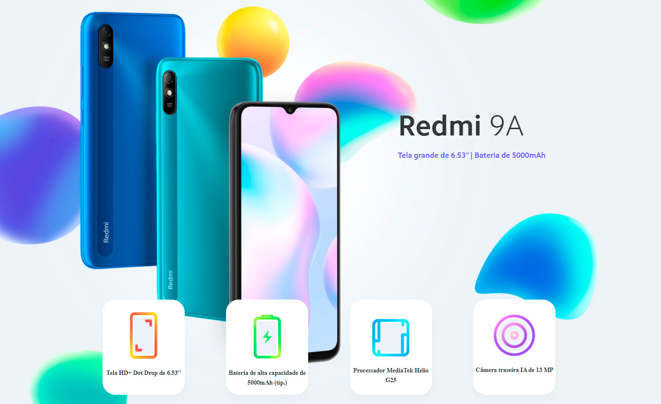 Smartphone Xiaomi Redmi 9A 32GB 2GB RAM Tela 6.53